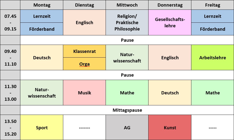 Stundenplan Beispiel